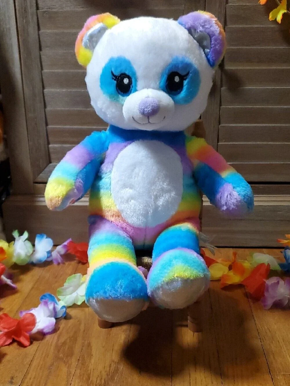 Build-A-Bear Rainbow Teddy Plush with Silver Sparkle Paws